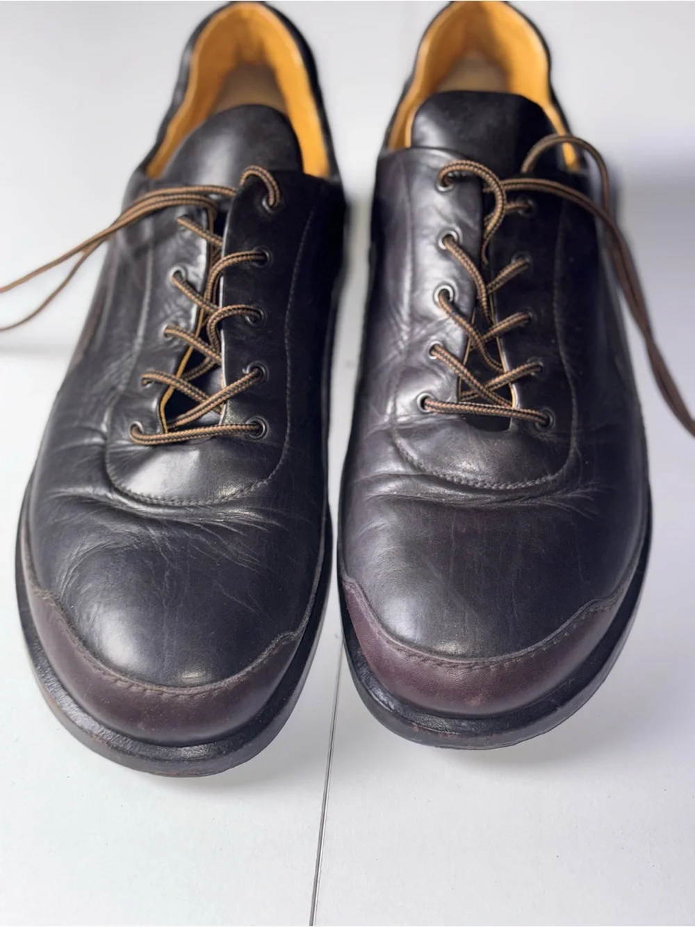 Men's Brown Leather Lace-Up Slip-On Loafers